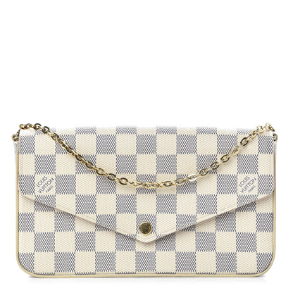 Louis Vuitton Damier Azur Pochette Felicie Chain Wallet Rose Ballerine 1 of 11
