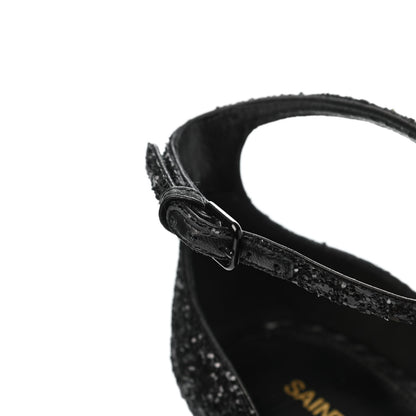 Saint Laurent Glitter Opyum Sandals 36.5 Black 11 of 13