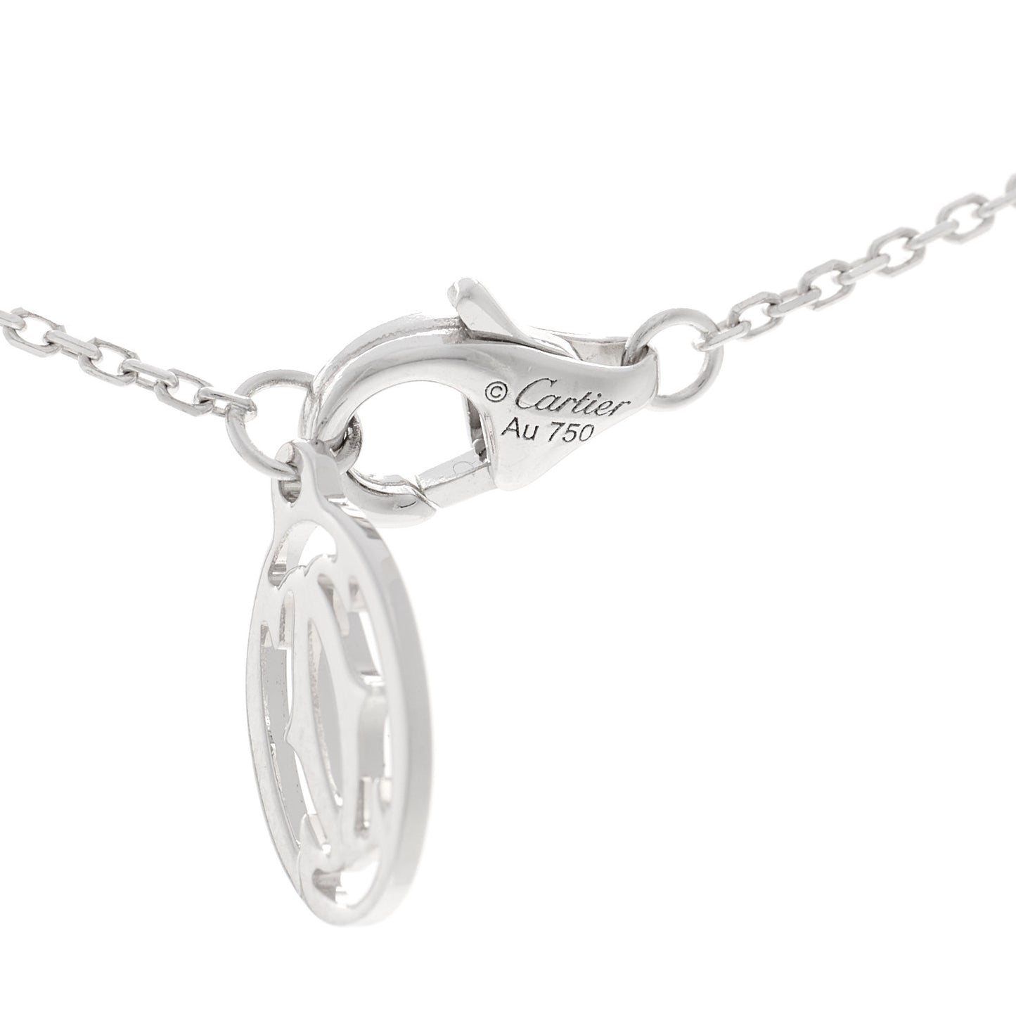 18K White Gold Diamond .27ct C De Cartier Pendant Necklace