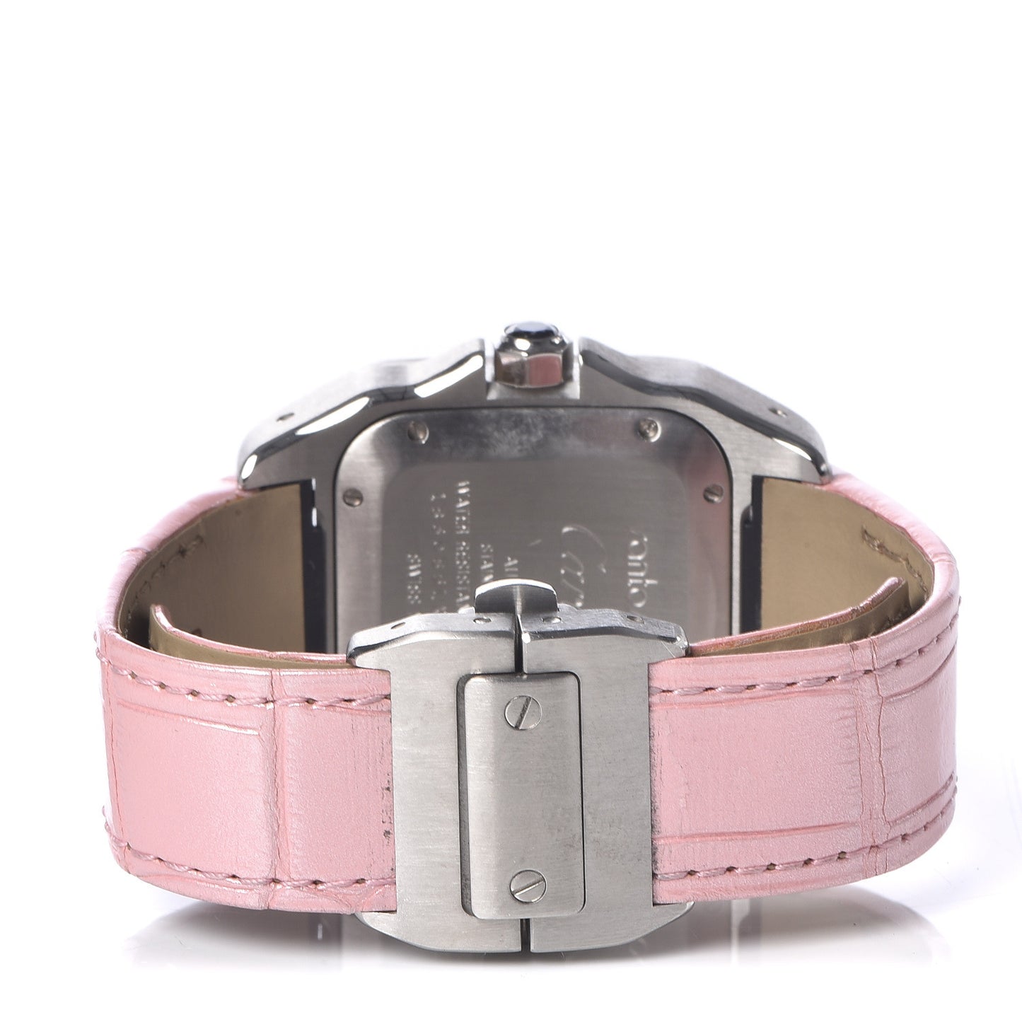 Stainless Steel Alligator 33mm Santos 100 Automatic Watch Pink