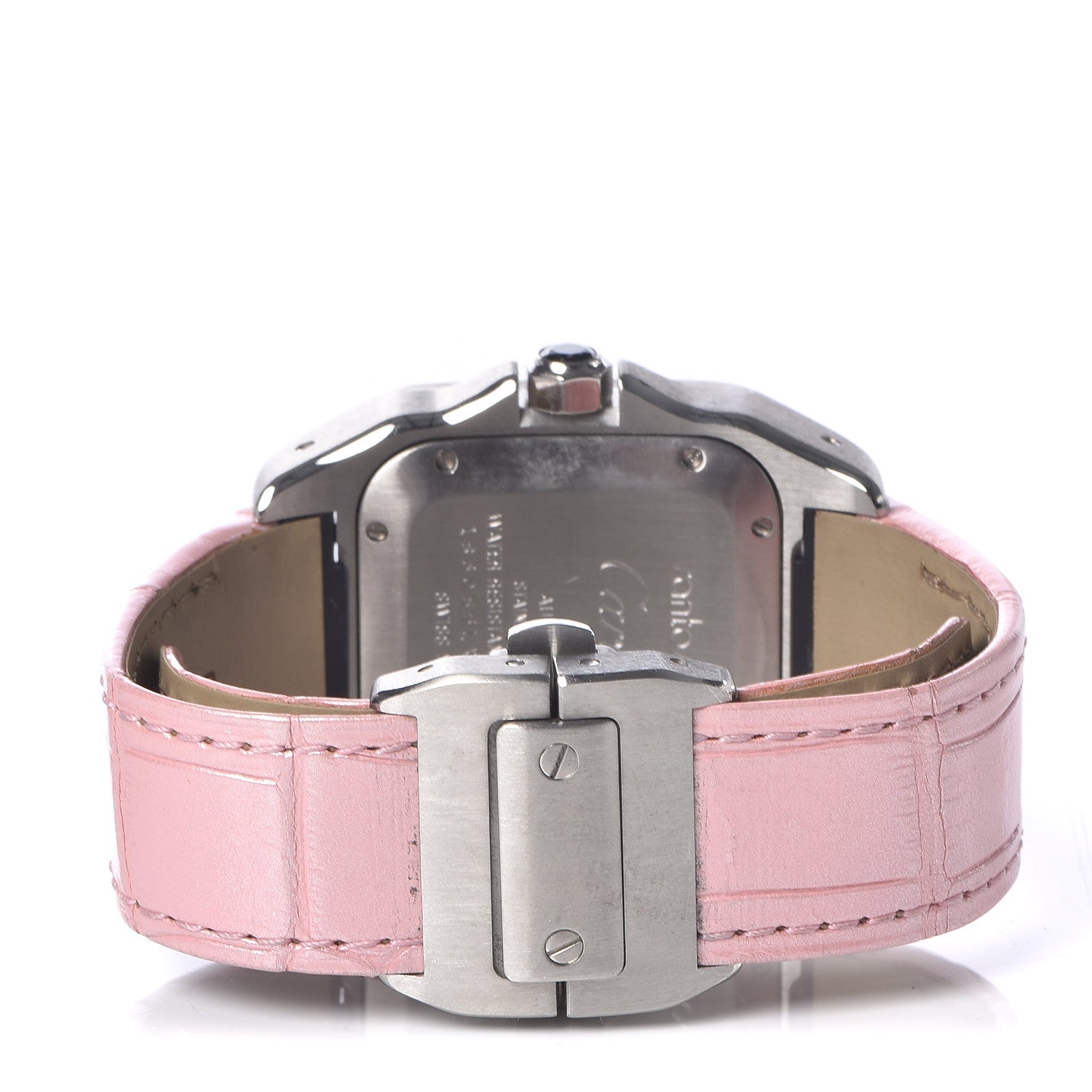 Cartier Stainless Steel Alligator 33mm Santos 100 Automatic Watch Pink 4 of 8