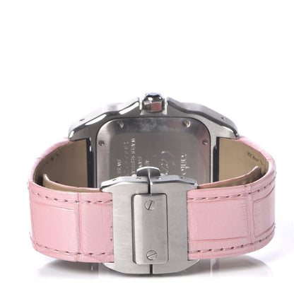 Cartier Stainless Steel Alligator 33mm Santos 100 Automatic Watch Pink 4 of 8