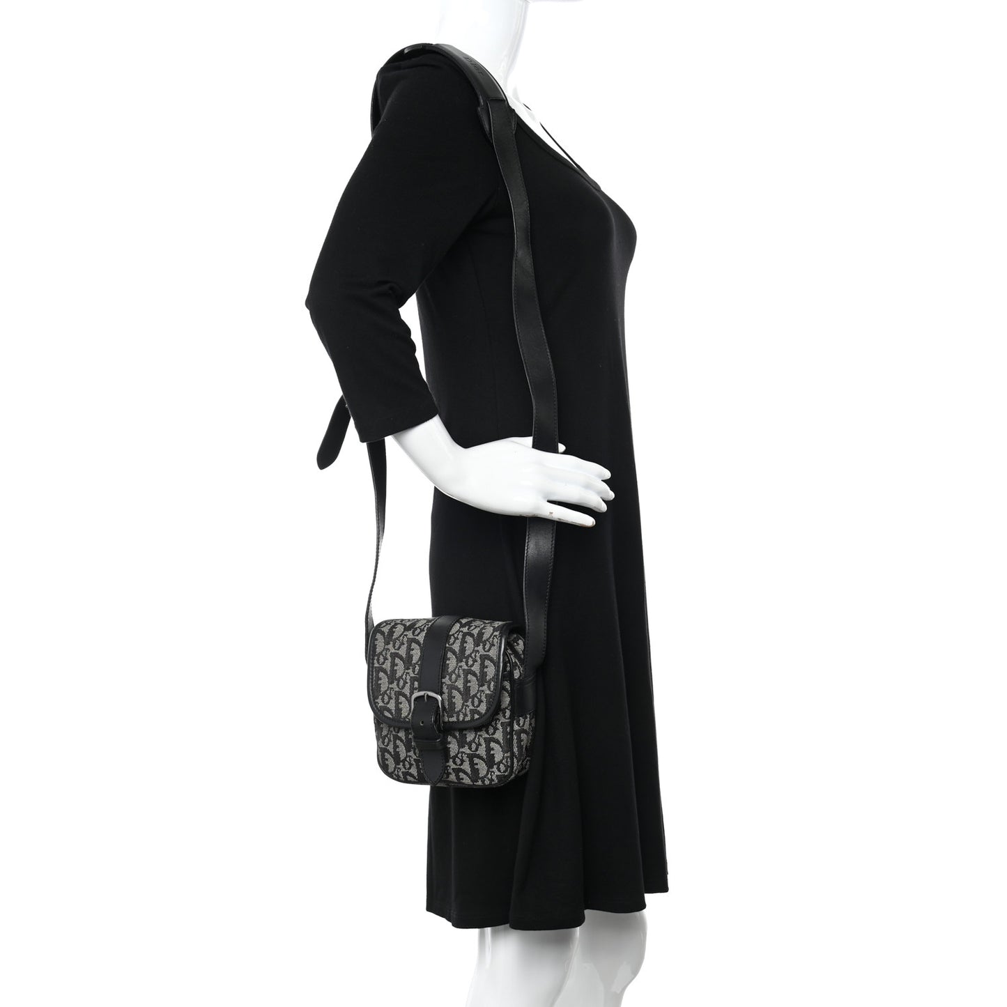 Monogram Buckle Messenger Bag Black