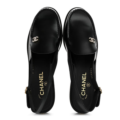 Chanel Calfskin Crystal Slingback Loafers 39 Black 2 of 10