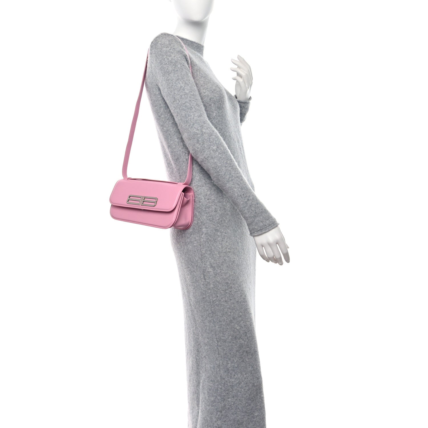 Balenciaga Calfskin Stripe Embossed Small Gossip Bag Candy Pink 3 of 8