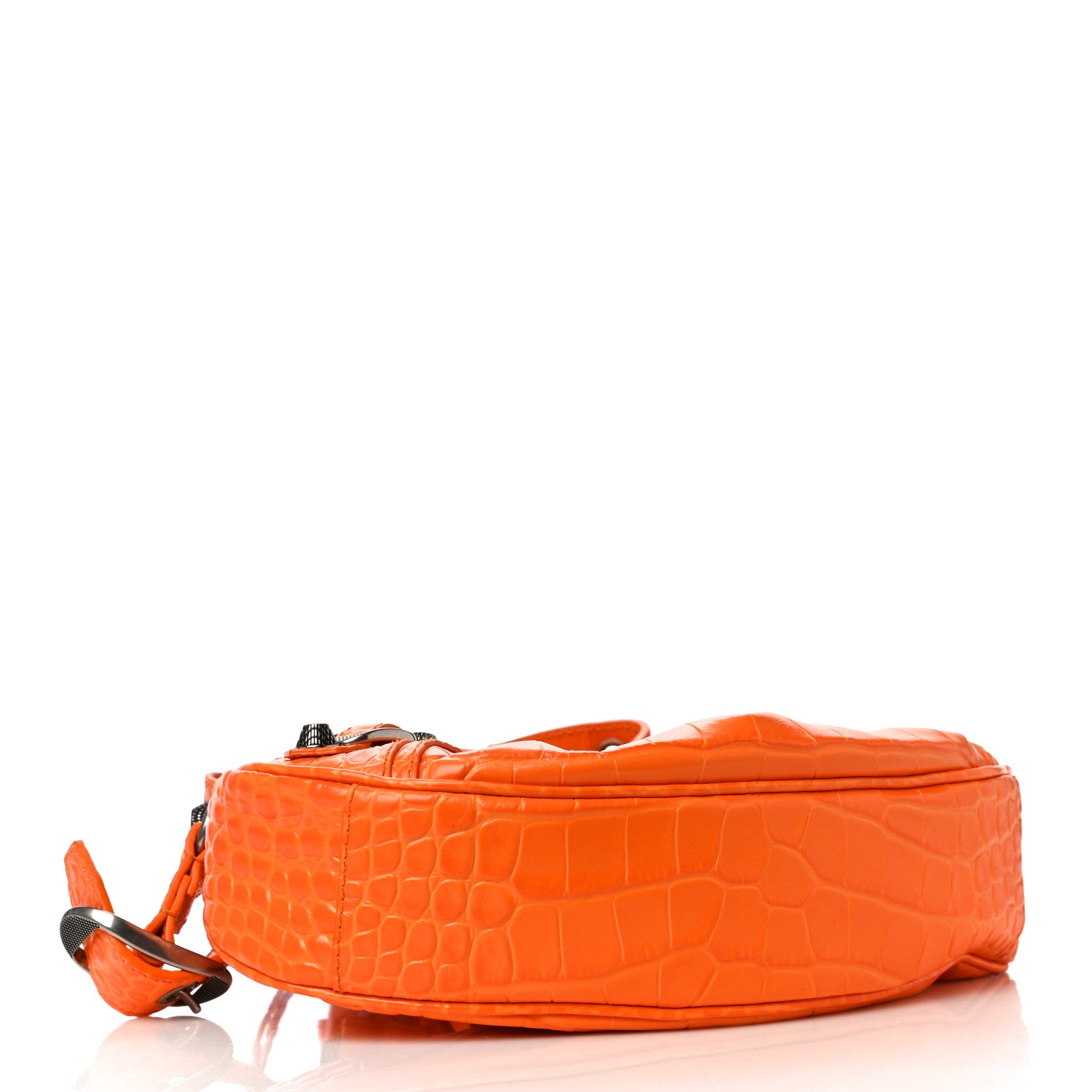 Balenciaga Extra Supple Calfskin Crocodile Embossed Le Cagole Shoulder Bag XS Pop Orange 3 of 9