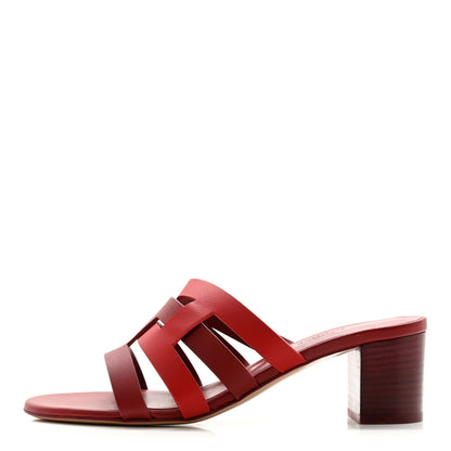Hermes Calfskin Amica Sandals 38 Rouge Grenat Orange Solaire 1 of 10