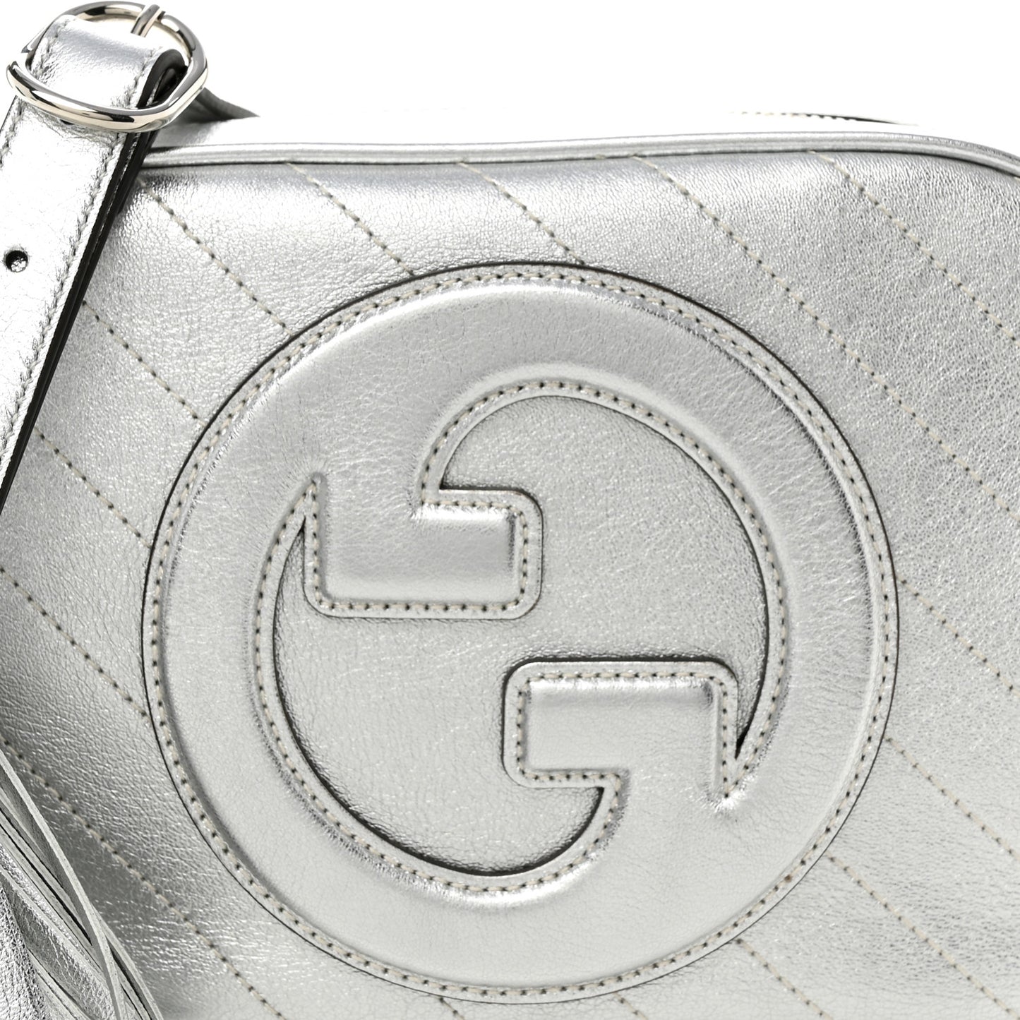 Metallic Sakai Be Green Calfskin Diagonal Stitched Small Blondie Shoulder Bag Silver