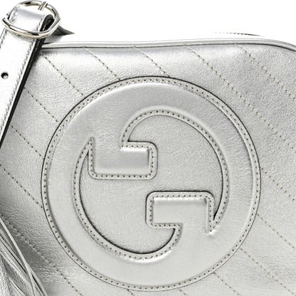 Gucci Metallic Sakai Be Green Calfskin Diagonal Stitched Small Blondie Shoulder Bag Silver 8 of 10