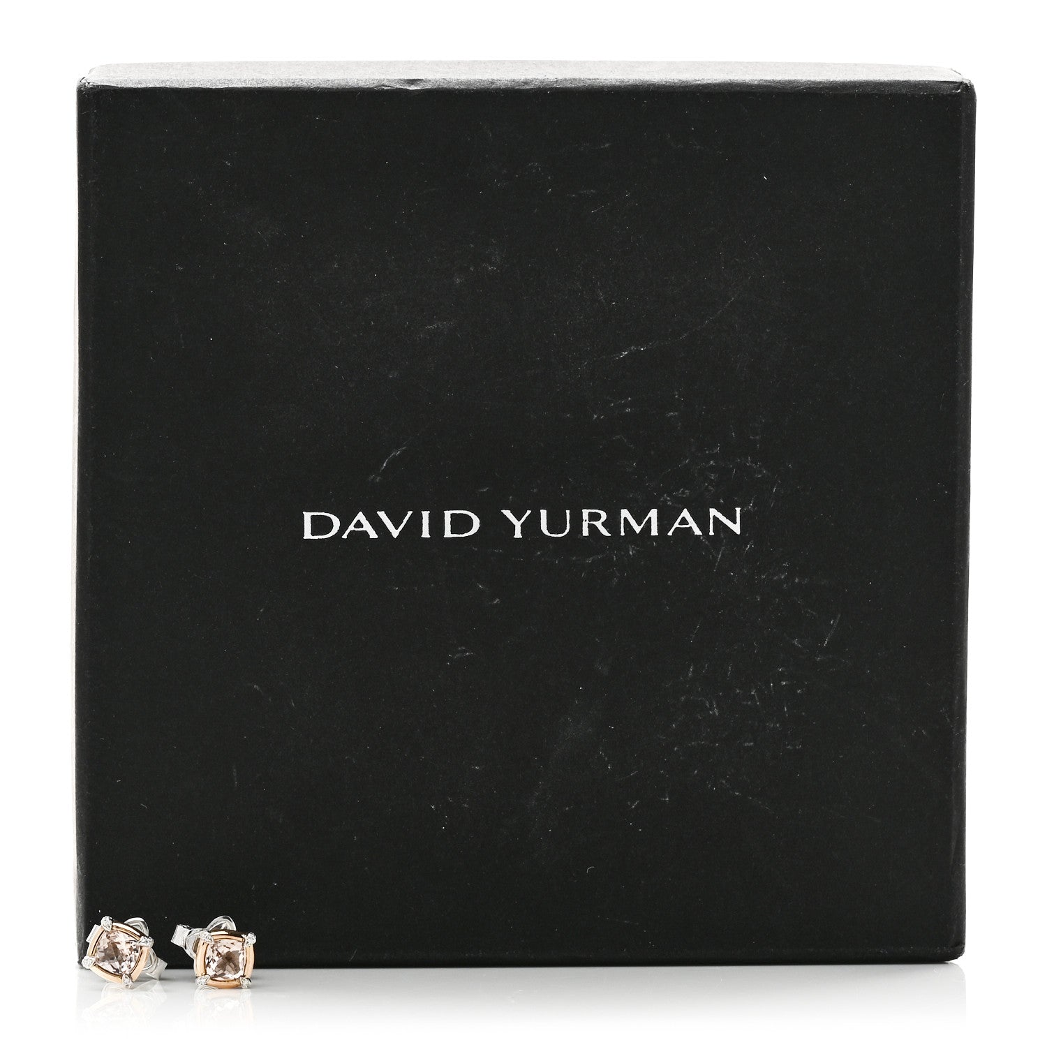 David Yurman 18K Yellow Gold Sterling Silver Diamond Morganite 5mm Petite Chatelaine Bezel Earrings 5 of 5