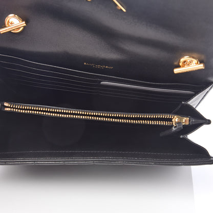 Saint Laurent Lambskin Matelasse Monogram Vicky Chain Wallet Black 5 of 9