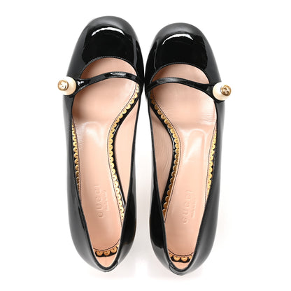 Gucci Vernice Crystal Pearl Embellished Mary Jane Pumps 35.5 Black 2 of 10