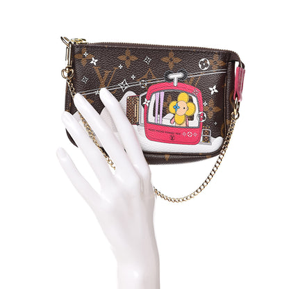 Louis Vuitton Monogram 2019 Christmas Animation Mini Courchevel Pochette Accessories Fuchsia 2 of 10