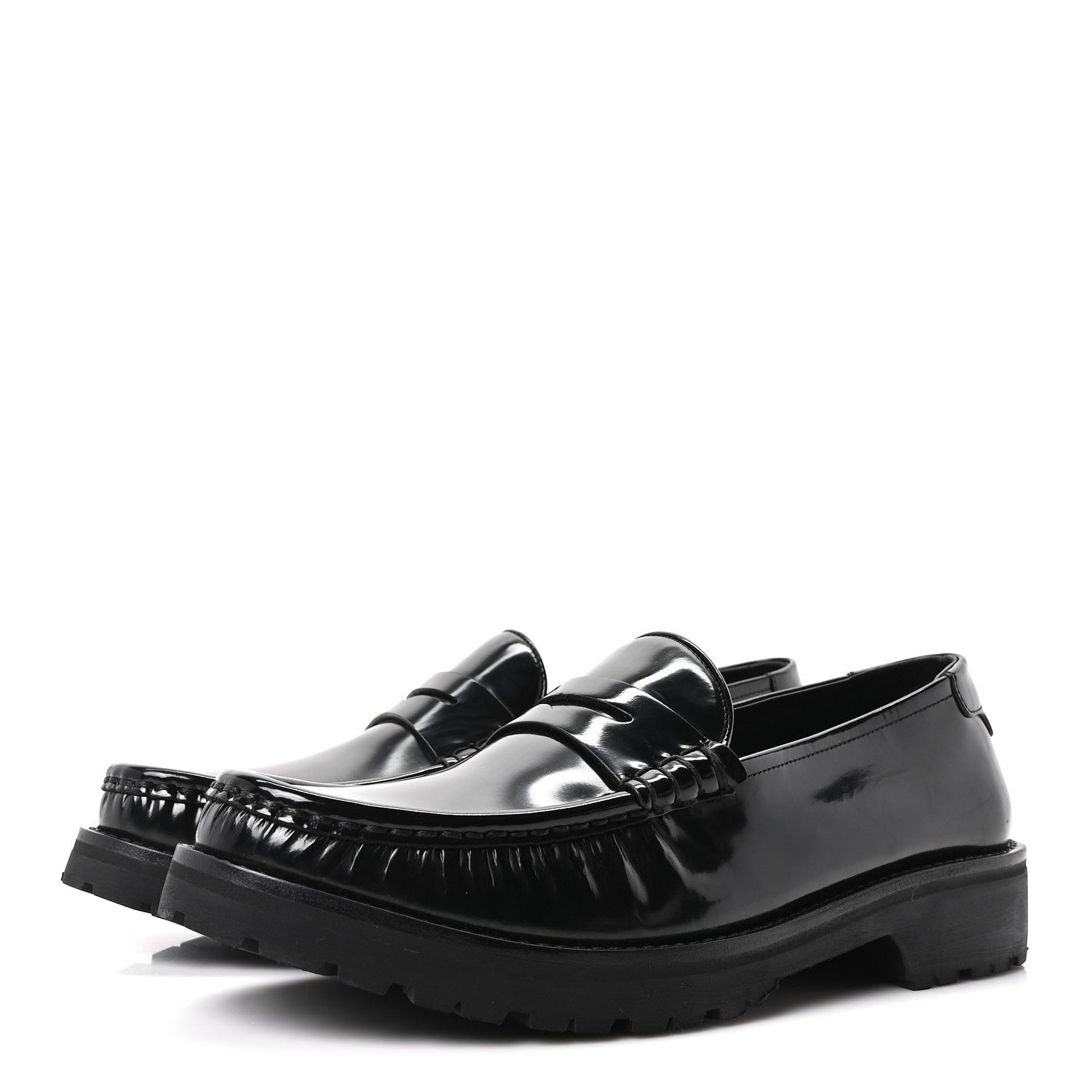 Saint Laurent Glazed Calfskin Mens Master Le Loafer 15 Moccassins 43 Black 4 of 10
