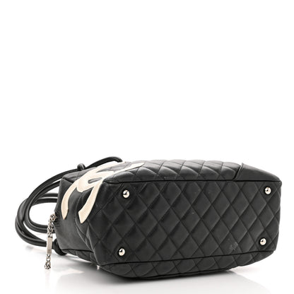 Chanel Calfskin Quilted Large Cambon Bowler Black White 4 of 11