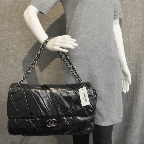 Leather Twisted Maxi Flap Black