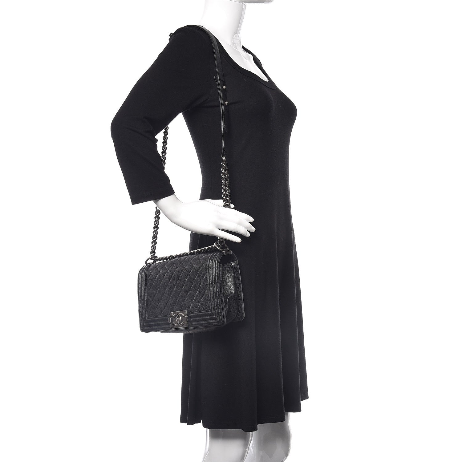 Chanel Caviar Quilted Medium Boy Flap Black 2 of 10