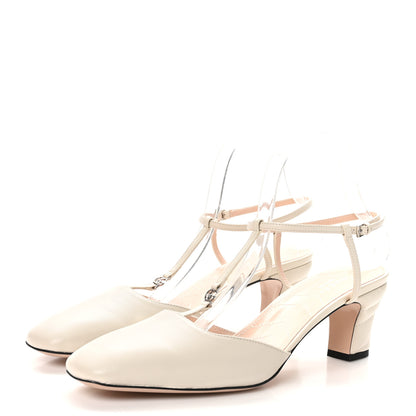 Gucci Nappa Charlotte Petite GG 55mm Slingback Pumps 40 New Mystic White 3 of 8