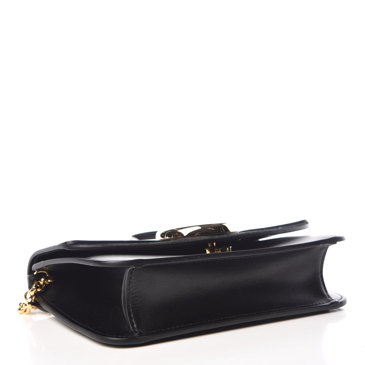 Calfskin Suede C Clutch With Chain Black