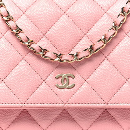 Chanel Caviar Quilted Wallet on Chain WOC Light Pink 9 of 11