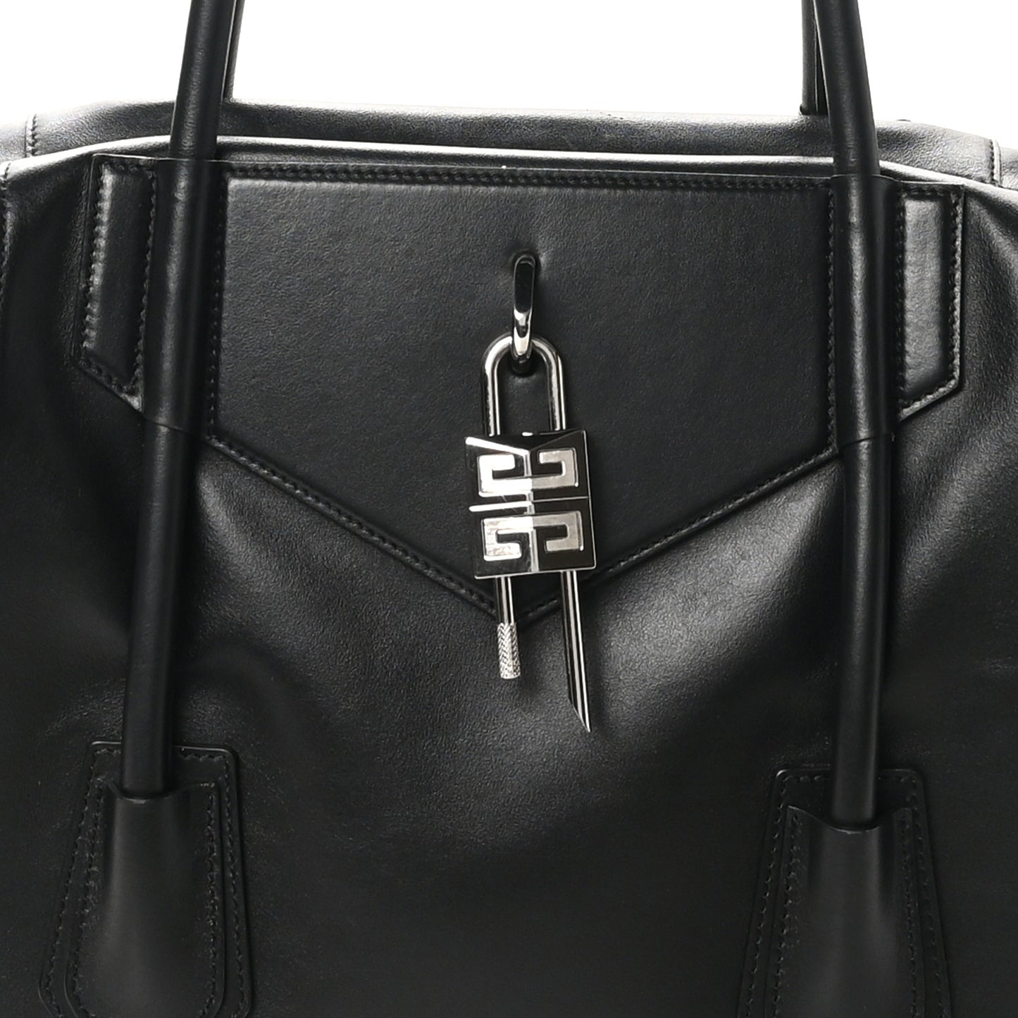 Smooth Calfskin Medium Antigona Soft Lock Duffle Bag Black