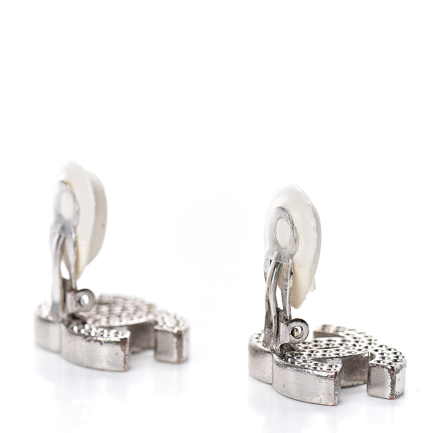 Perforated CC Clip On Earrings Silver