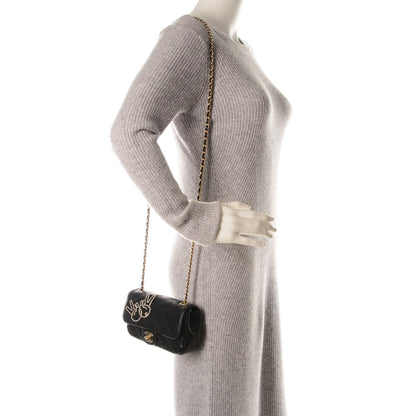 Chanel Lambskin Quilted Extra Mini V For Victory Flap Black 2 of 7