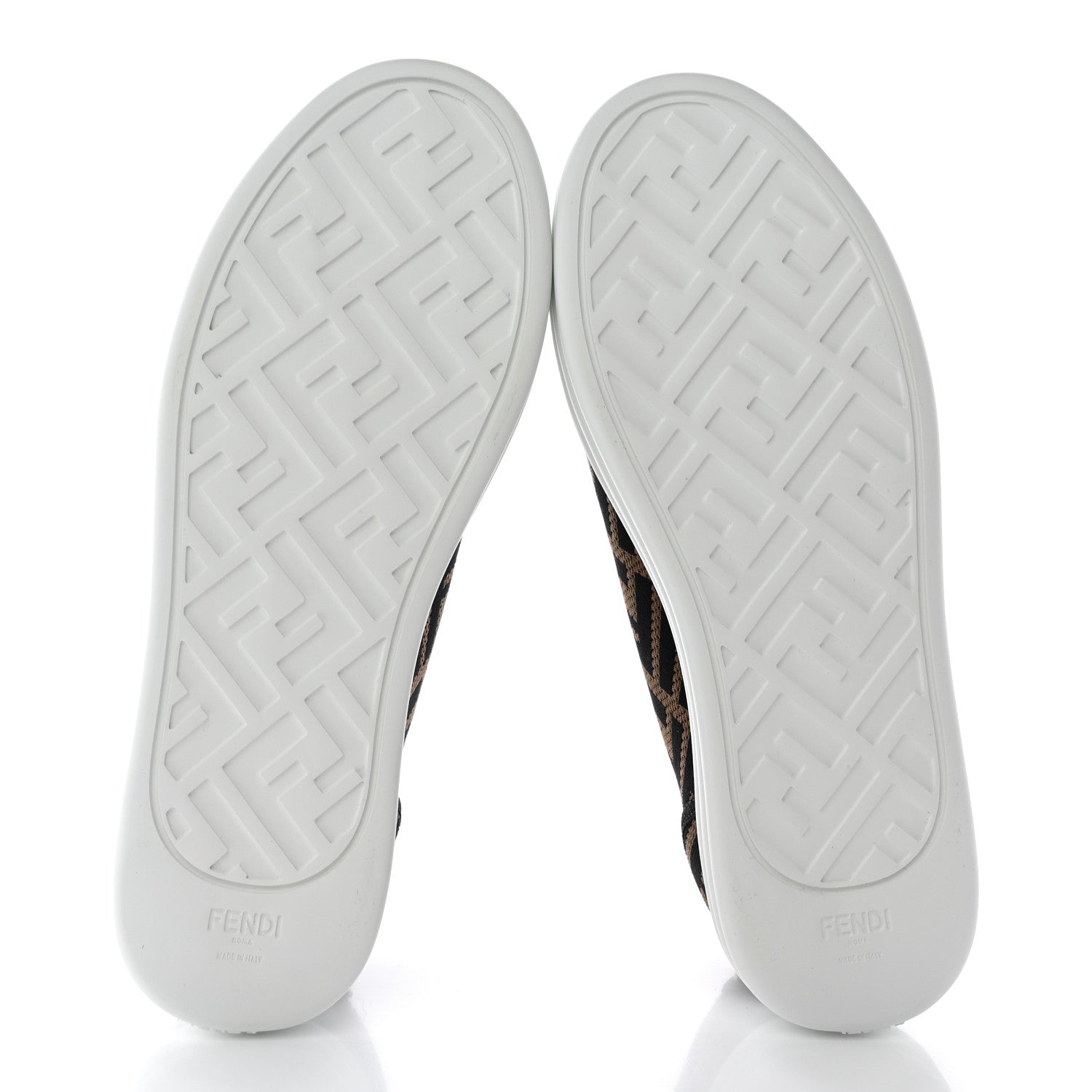 Fendi Fabric FF Micro-Perforated Rise Low Top Sneakers 39 Tobacco Black 5 of 10
