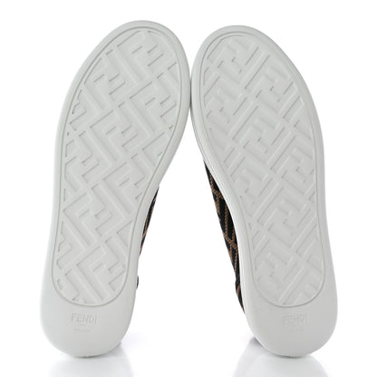 Fendi Fabric FF Micro-Perforated Rise Low Top Sneakers 39 Tobacco Black 5 of 10