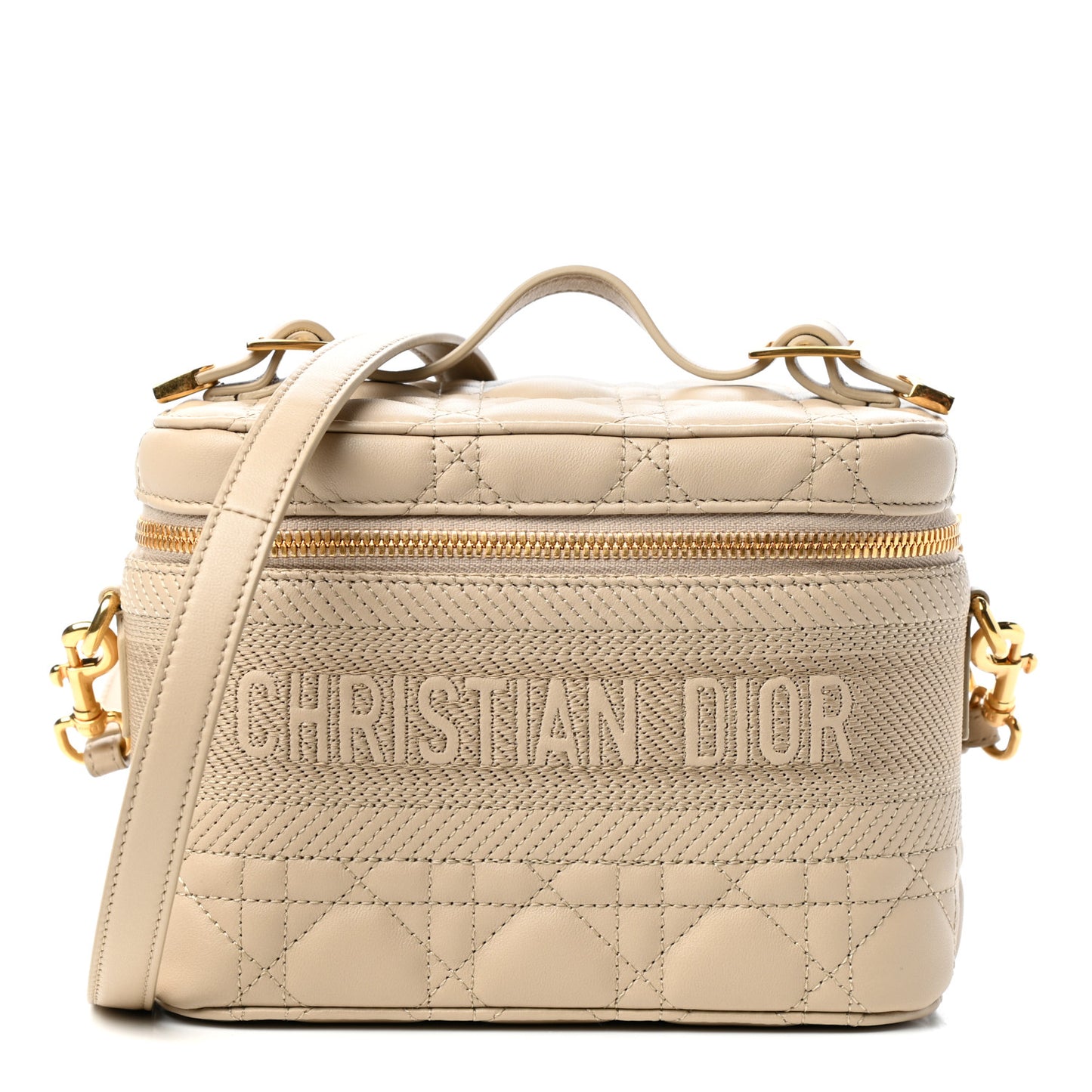 Lambskin Cannage Small Diortravel Vanity Case Light Beige