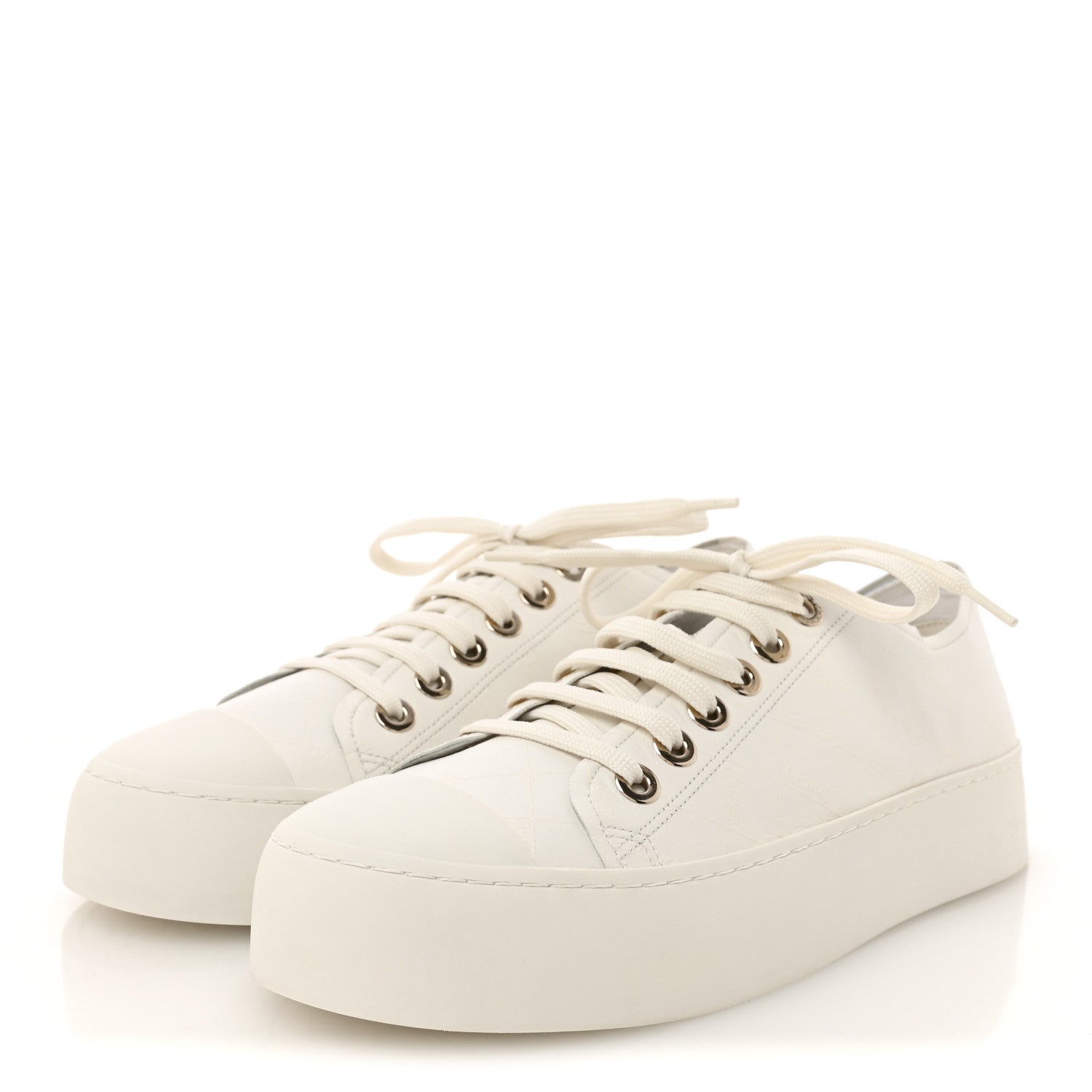 Chanel Lambskin Printed Logo Sneakers 40.5 White 4 of 9