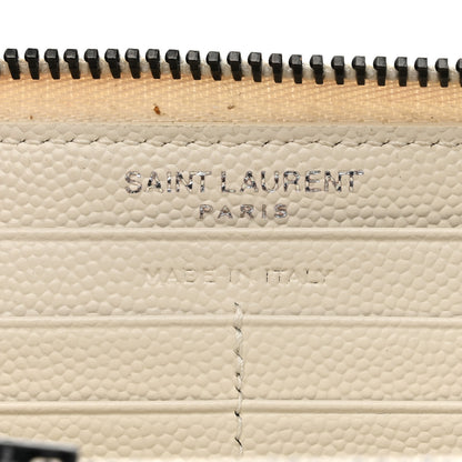 Saint Laurent Grain De Poudre Matelasse Chevron Monogram Zip Around Wallet Porcellana Black 6 of 6