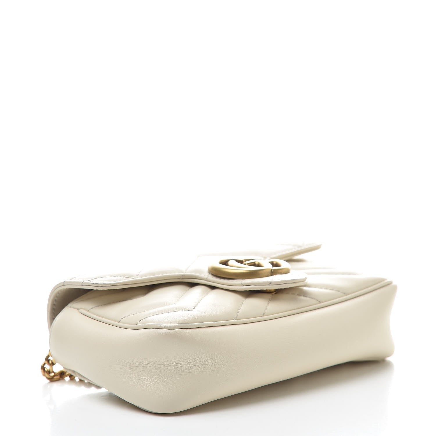 Gucci Calfskin Matelasse Super Mini GG Marmont Shoulder Bag White 4 of 16