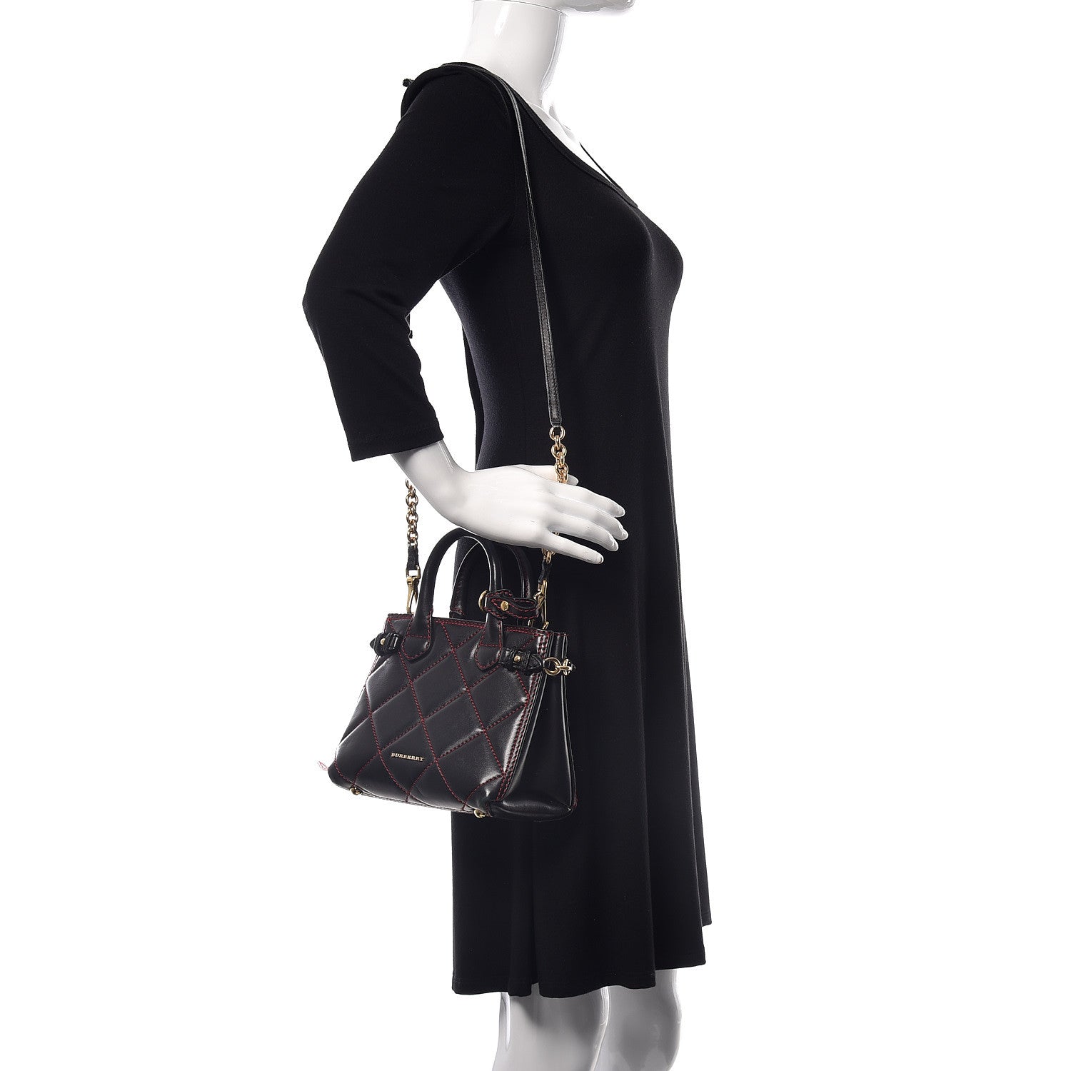 Burberry Lambskin Quilted Baby Banner Tote Black 2 of 10