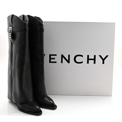 Givenchy Calfskin Cowboy Shark Lock High Boots 38 Black 7 of 7