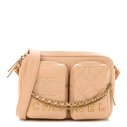 Chanel Calfskin Quilted Small Camera Case Beige 1 of 9