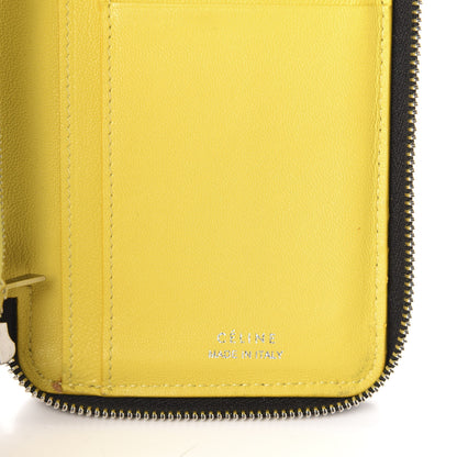 Celine Drummed Calfskin Zip Around Multifunction Wallet Black Citron 7 of 7