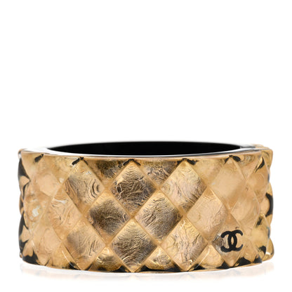 Chanel Resin CC Cuff Bracelet Black Gold 1 of 5