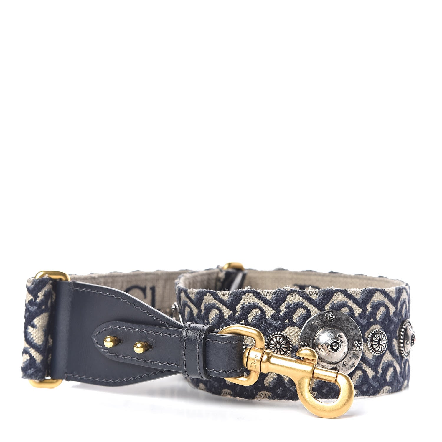 Christian Dior Oblique Studded Shoulder Strap Blue 1 of 6