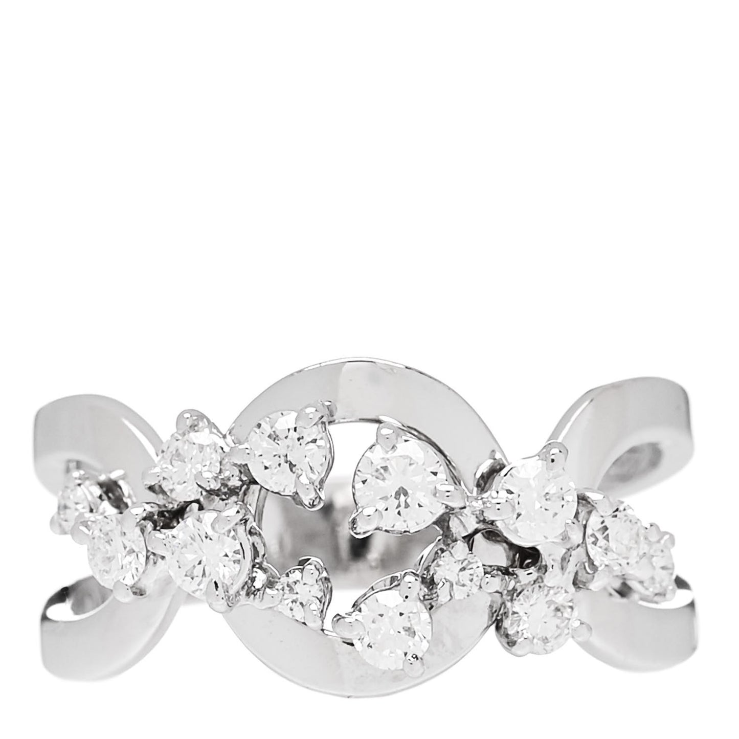 18K White Gold Diamond Cluster Ring 50 5.5