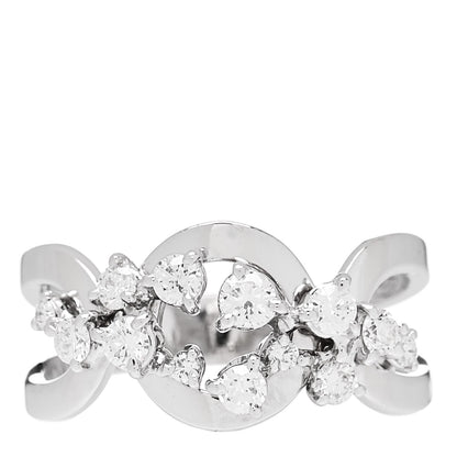 Damiani 18K White Gold Diamond Cluster Ring 50 5.5 1 of 5
