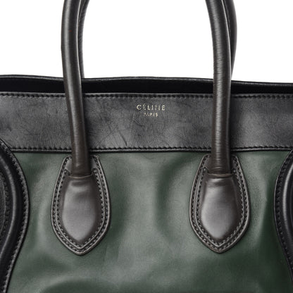 Celine Satin Calfskin Mini Bi-Color Luggage Bottle Green Black 10 of 10
