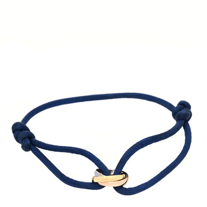 Cartier 18K Pink Yellow White Gold Trinity Adjustable Cord Bracelet Blue 1 of 4