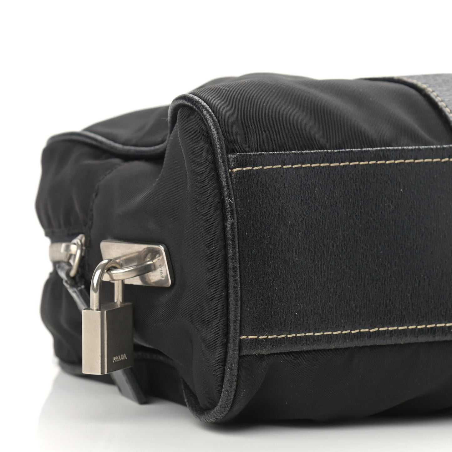 Tessuto Nylon Calfskin Shoulder Bag Black