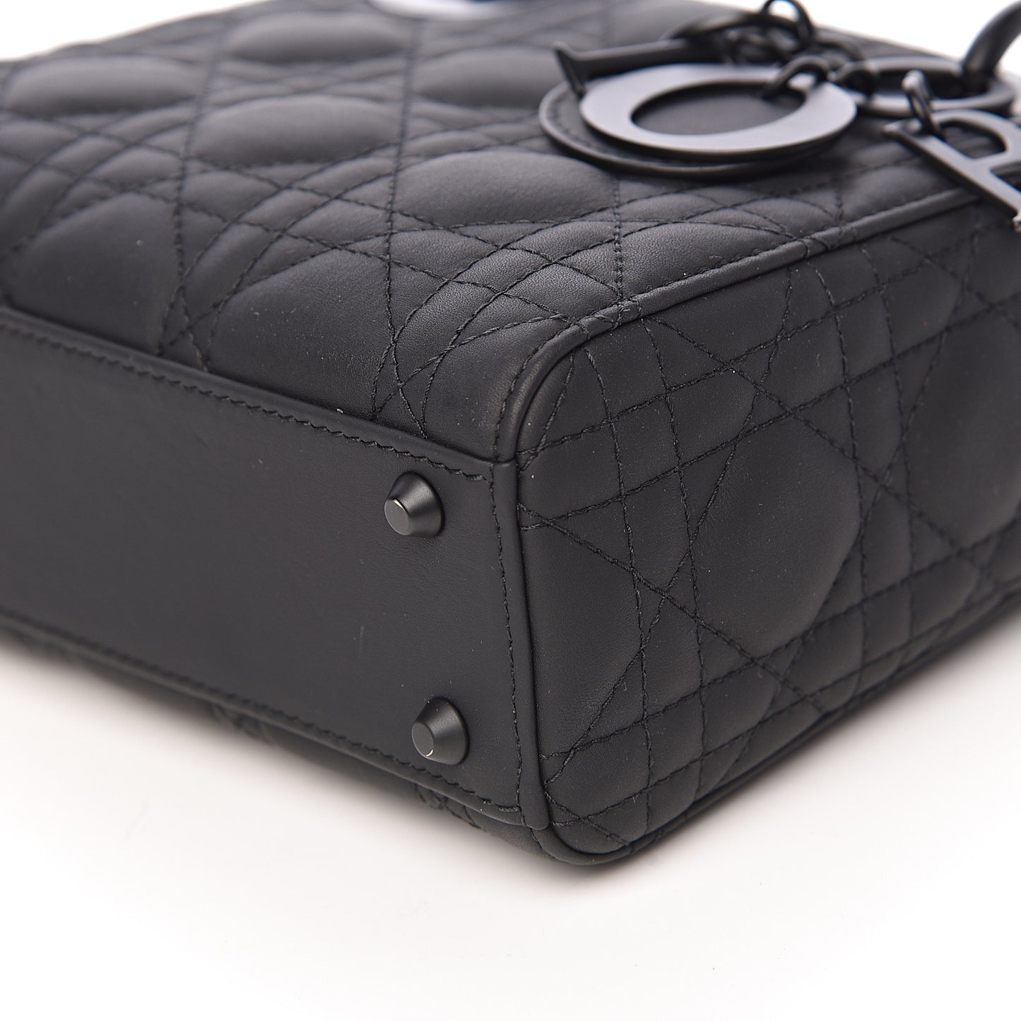 Ultra Matte Calfskin Cannage Mini Lady Dior Black