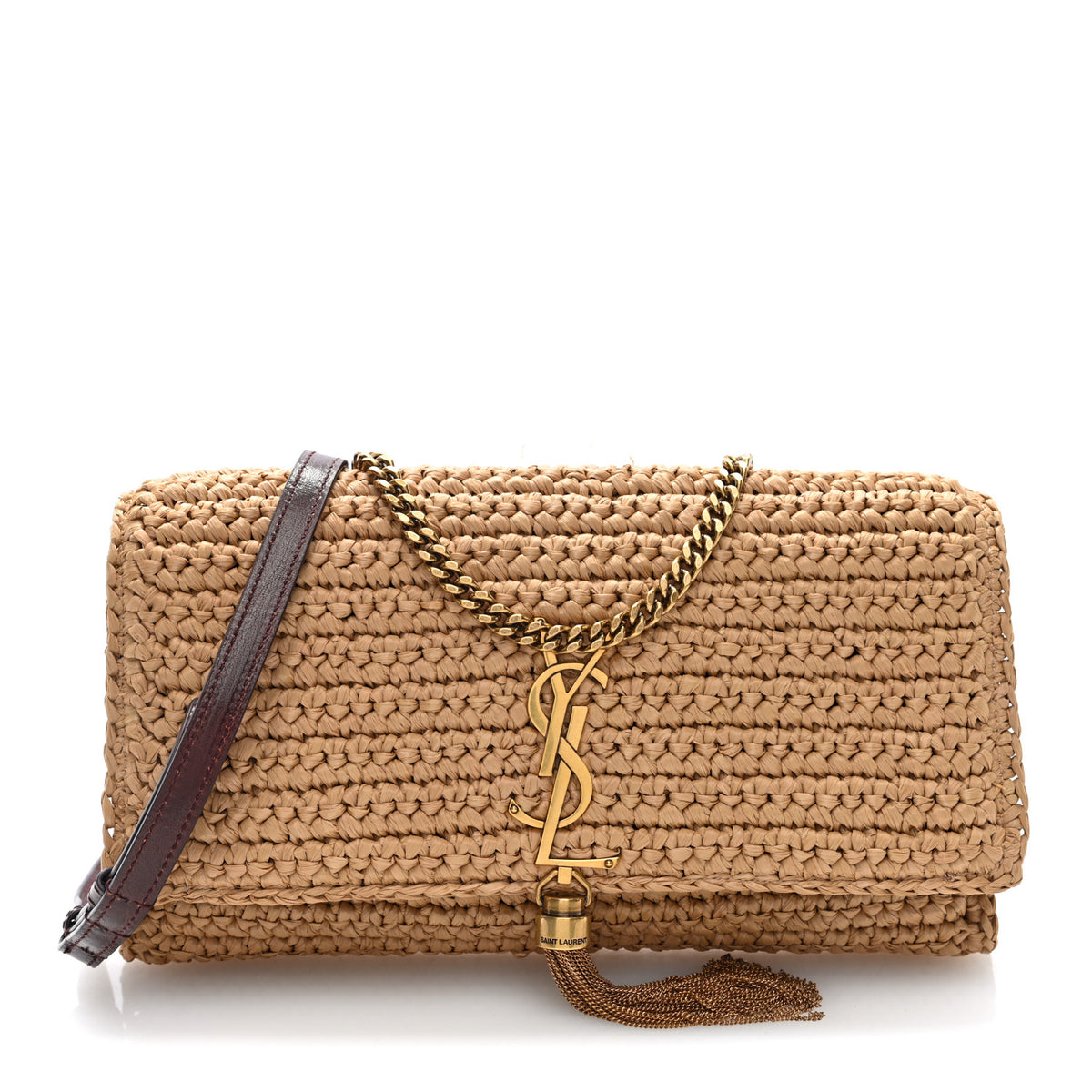 Saint Laurent Raffia Monogram Tassel Kate 99 Dark Nude 1 of 8
