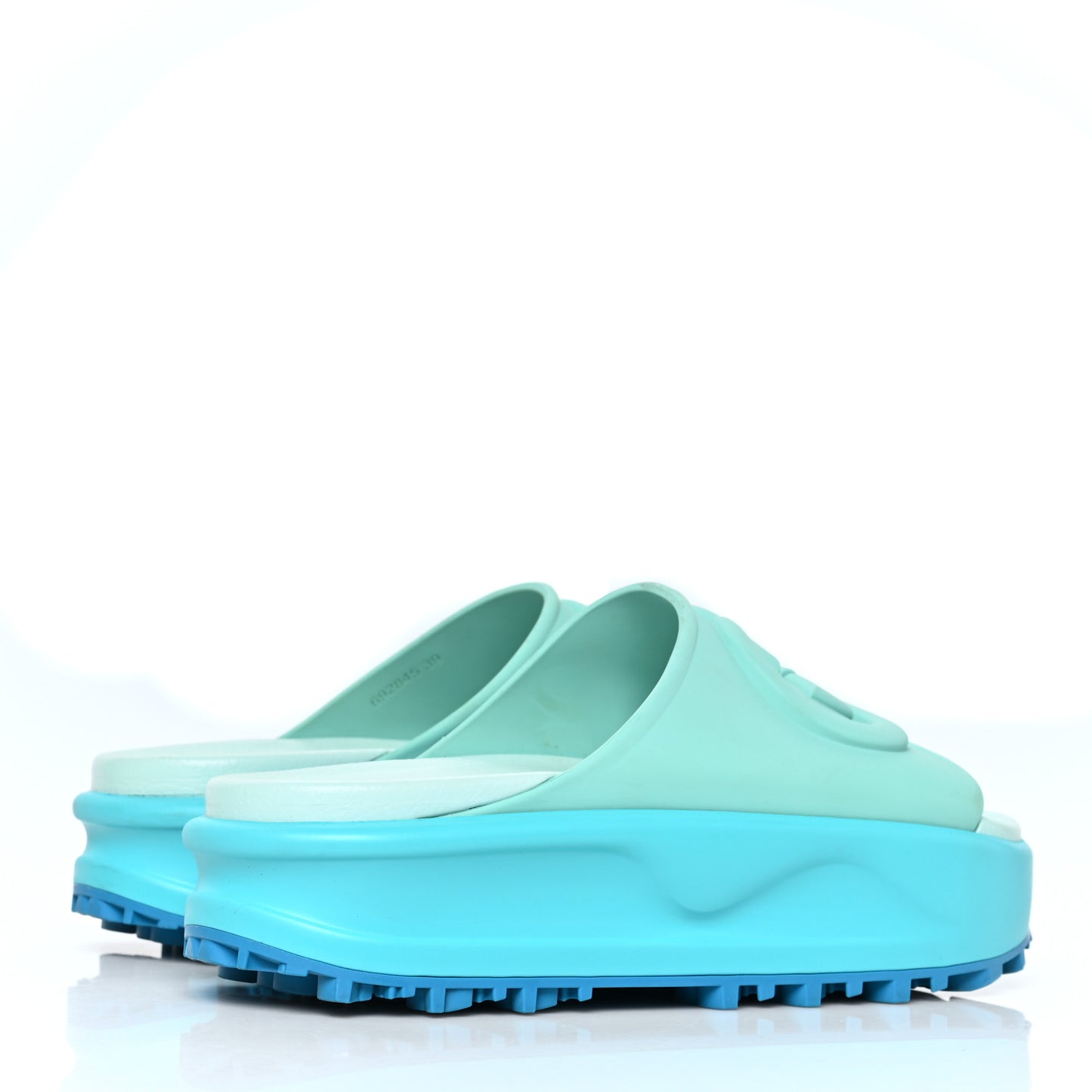Soft Rubber Womens Interlocking G Platform 42mm Slide Sandals 39 Bright Aqua