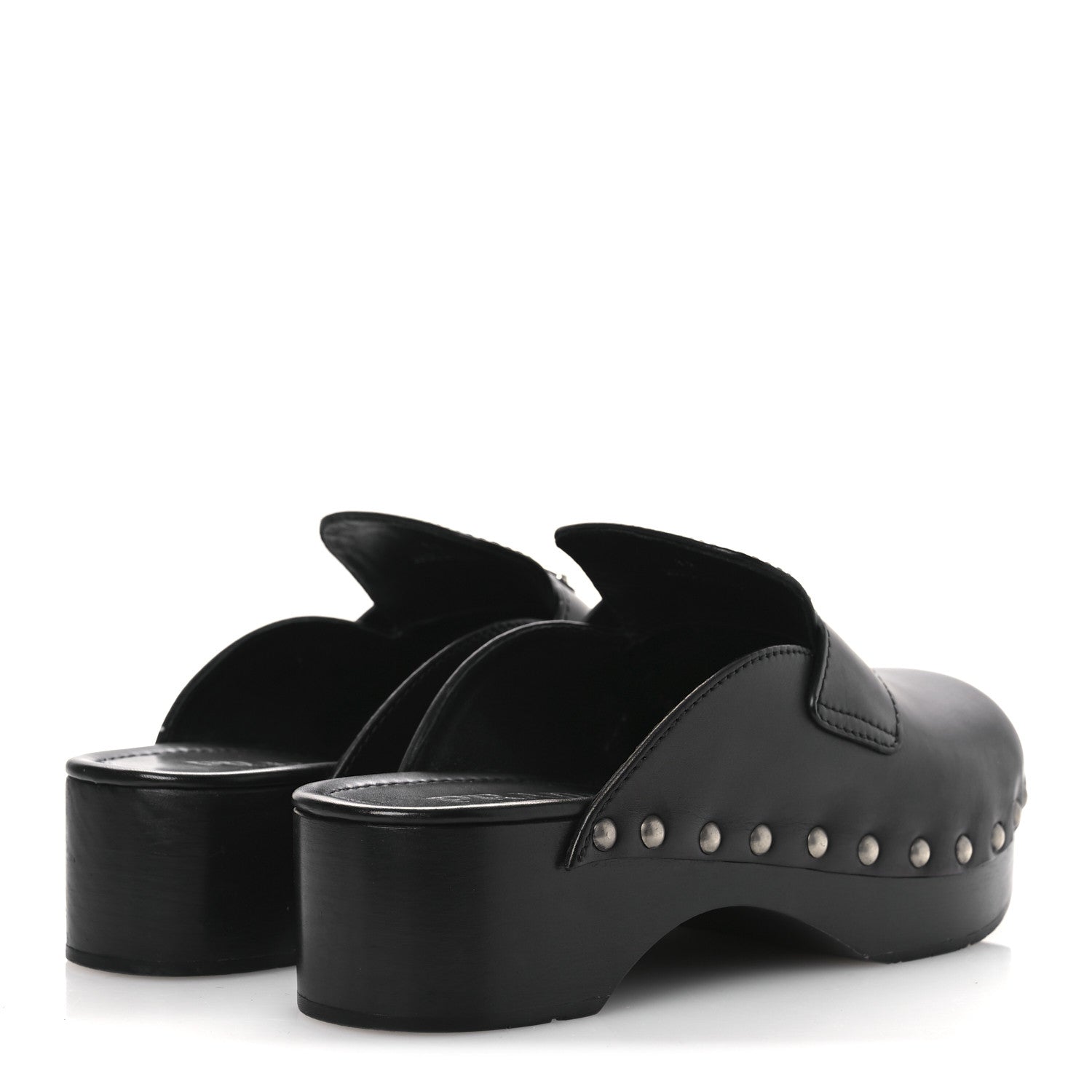 Prada Natural Calfskin Metal Triangle Logo 45mm Clogs 38 Black 5 of 12
