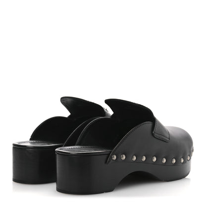 Prada Natural Calfskin Metal Triangle Logo 45mm Clogs 38 Black 5 of 12