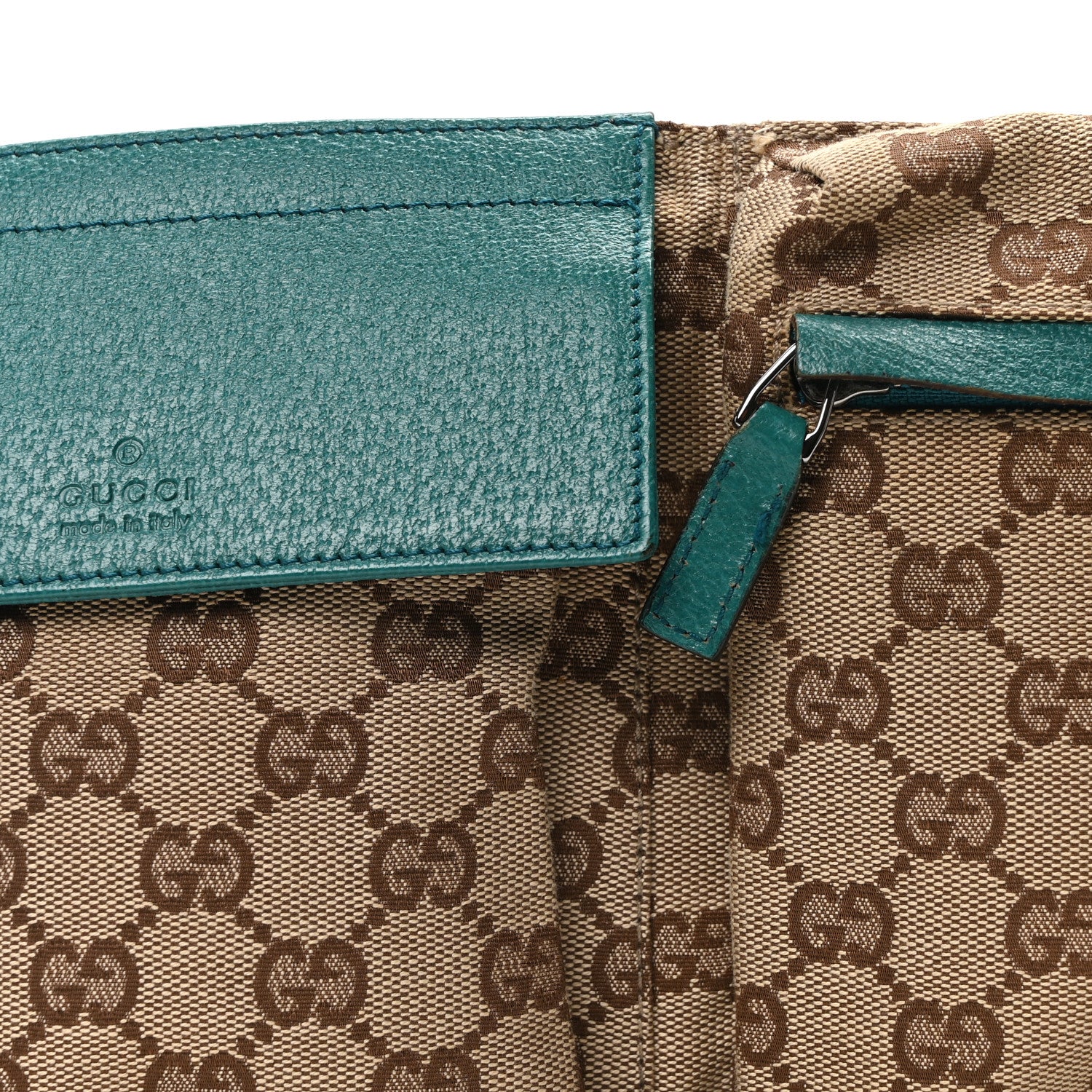 Gucci GG Monogram Web Double Pocket Belt Bag Turquoise 8 of 10